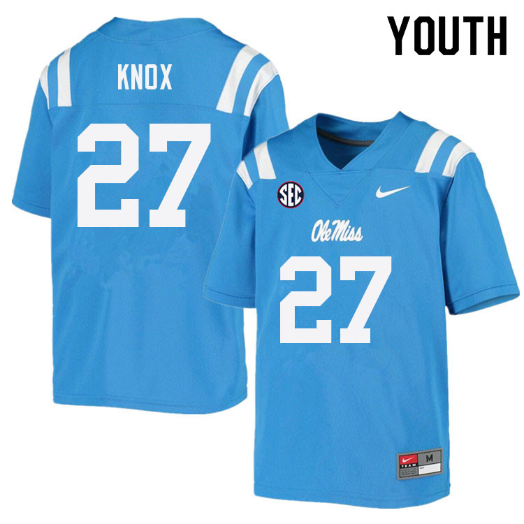 Jalen Knox Ole Miss Rebels NCAA Youth Powder Blue #27 Stitched Limited College Football Jersey AZG0758NI